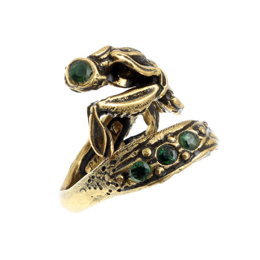 Anello Mantide Religiosa - Gioiello Artigianale in Ottone Dorato (Codice: AN MR 05)