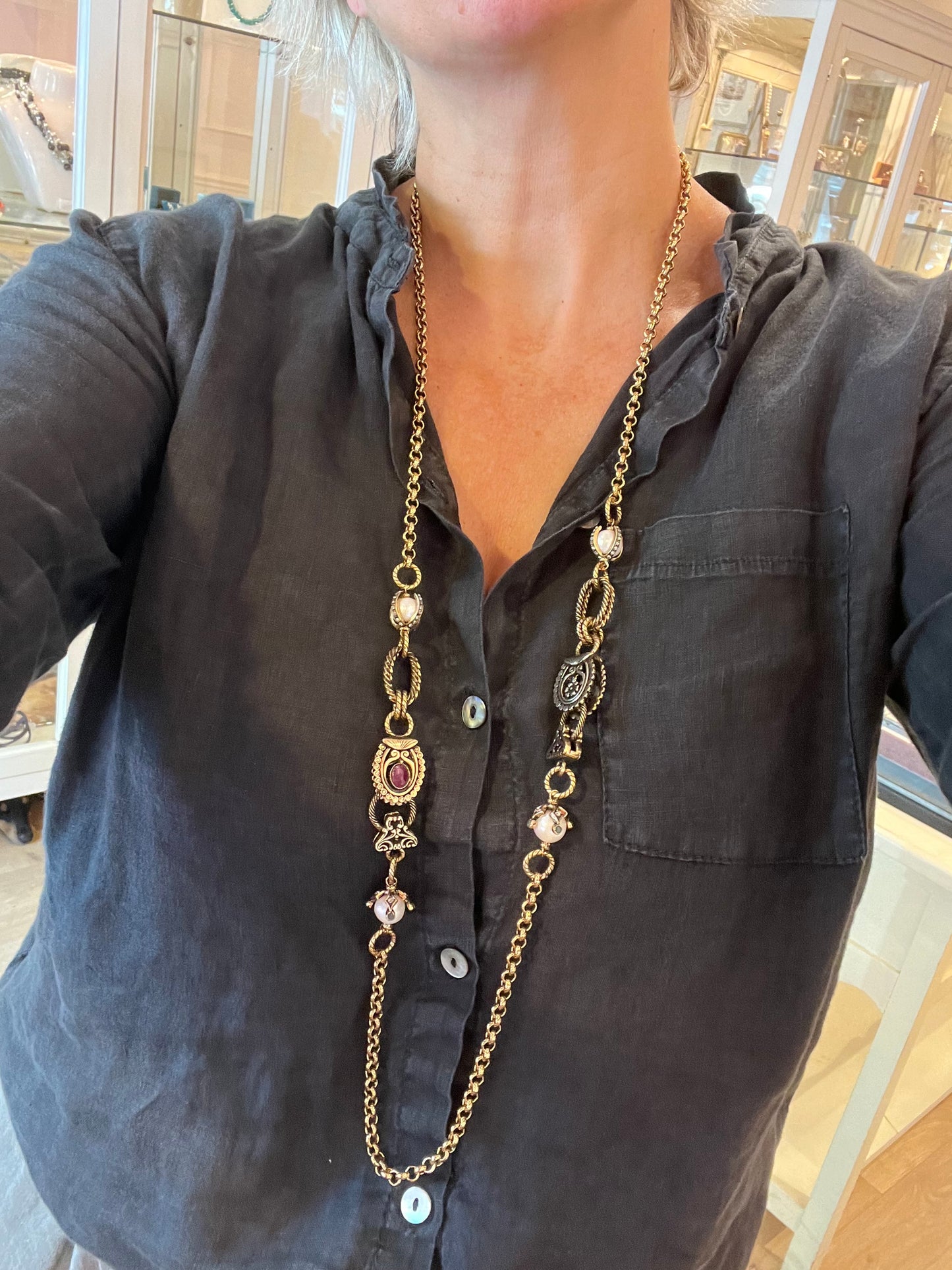 Collana Lunga con Perle e Rubini (Codice: CO PR 01)