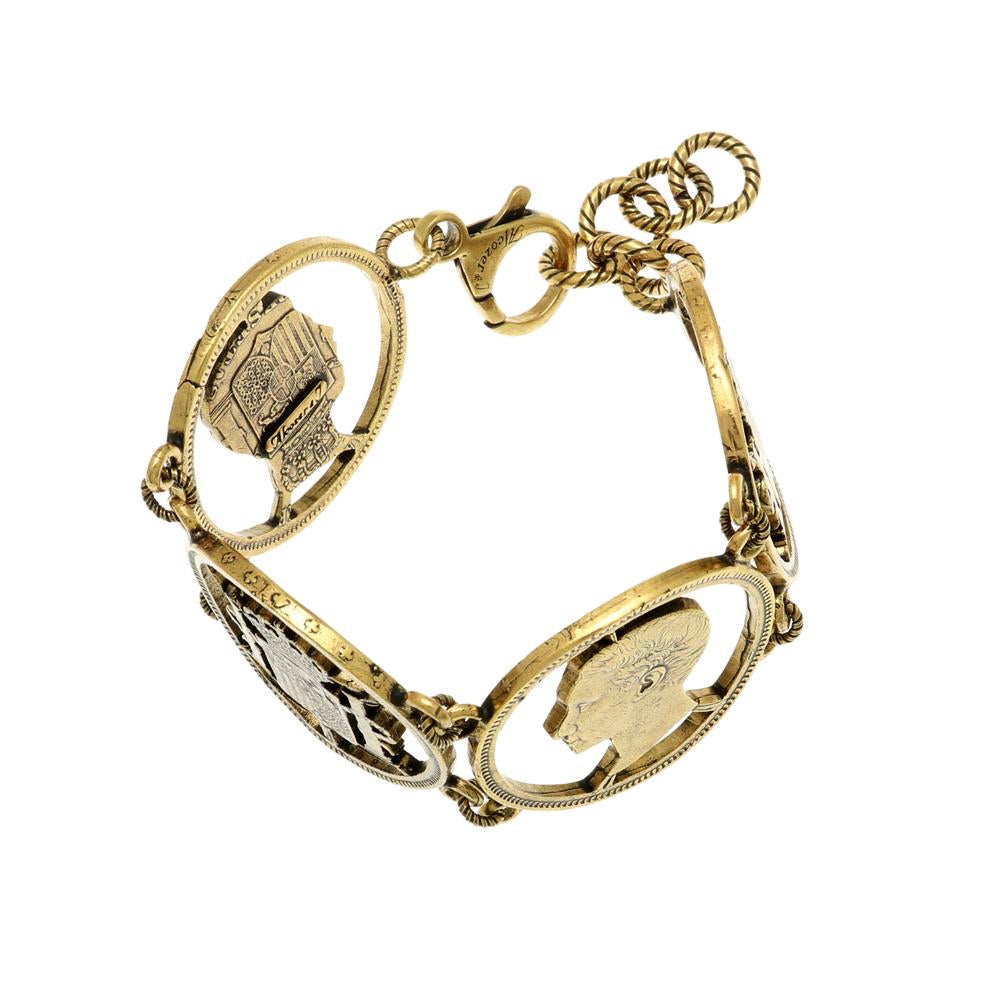 Bracciale con Monete Traforato - Bracciale Artigianale in Ottone (Codice: BR MONETE TRAFORATE)
