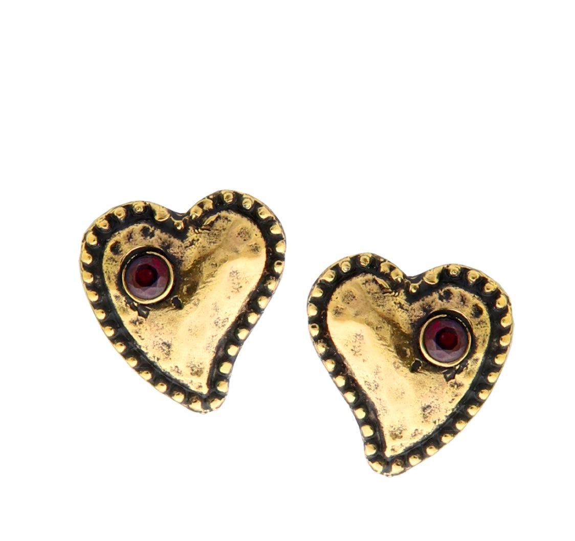 Orecchini Cuore con Granato (Codice: OE CG 01)