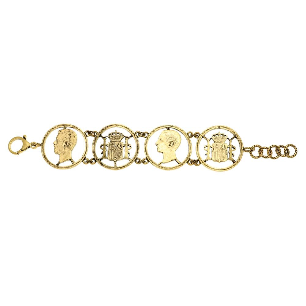 Bracciale con Monete Traforato - Bracciale Artigianale in Ottone (Codice: BR MONETE TRAFORATE)
