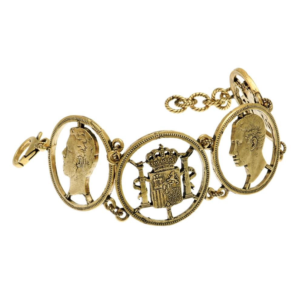Bracciale con Monete Traforato - Bracciale Artigianale in Ottone (Codice: BR MONETE TRAFORATE)