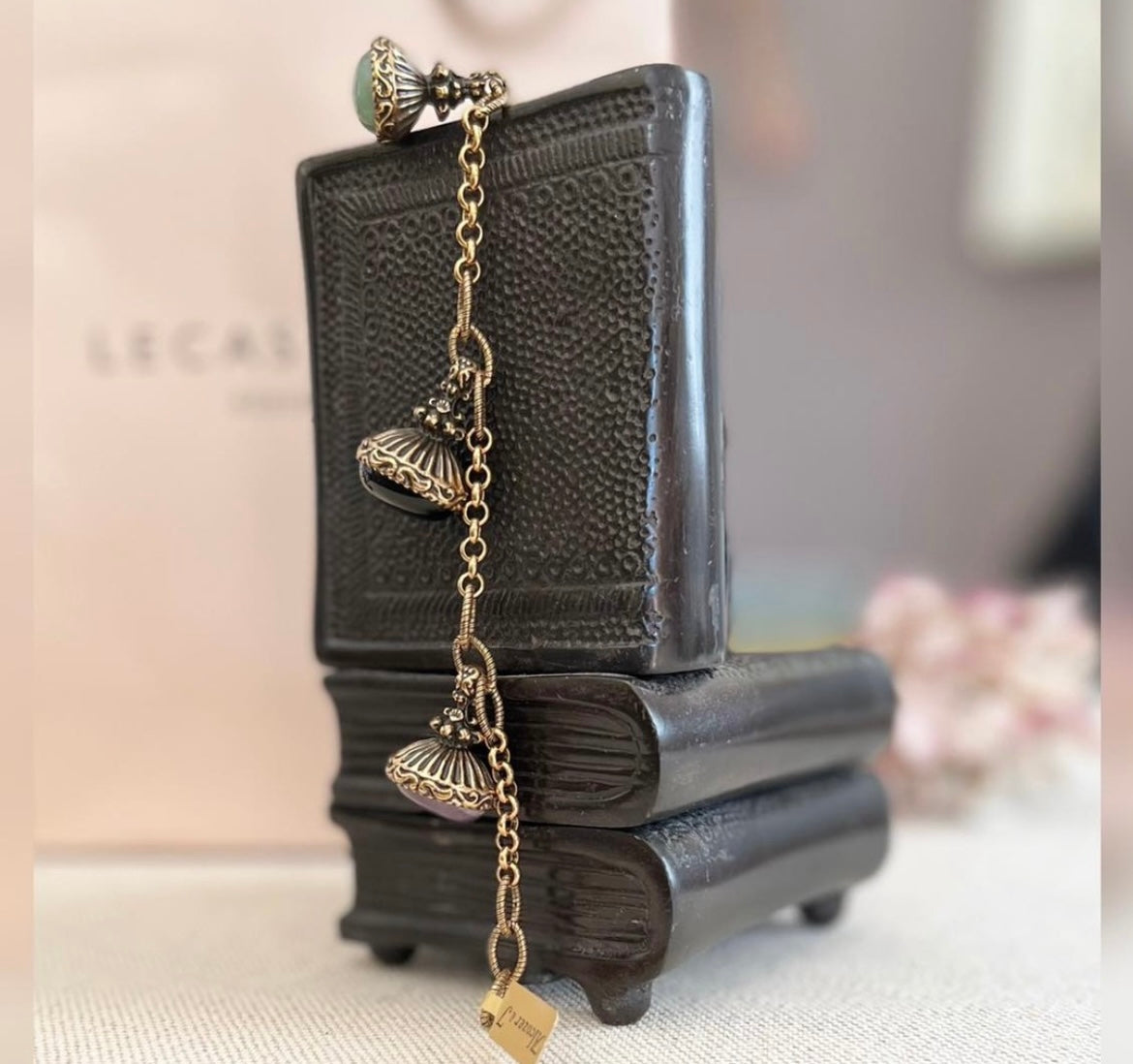 Bracciale 3 Sigilli - Bracciale Artigianale in Ottone Dorato con Ametista, Onice e Avventurina (Codice: BR 3S)