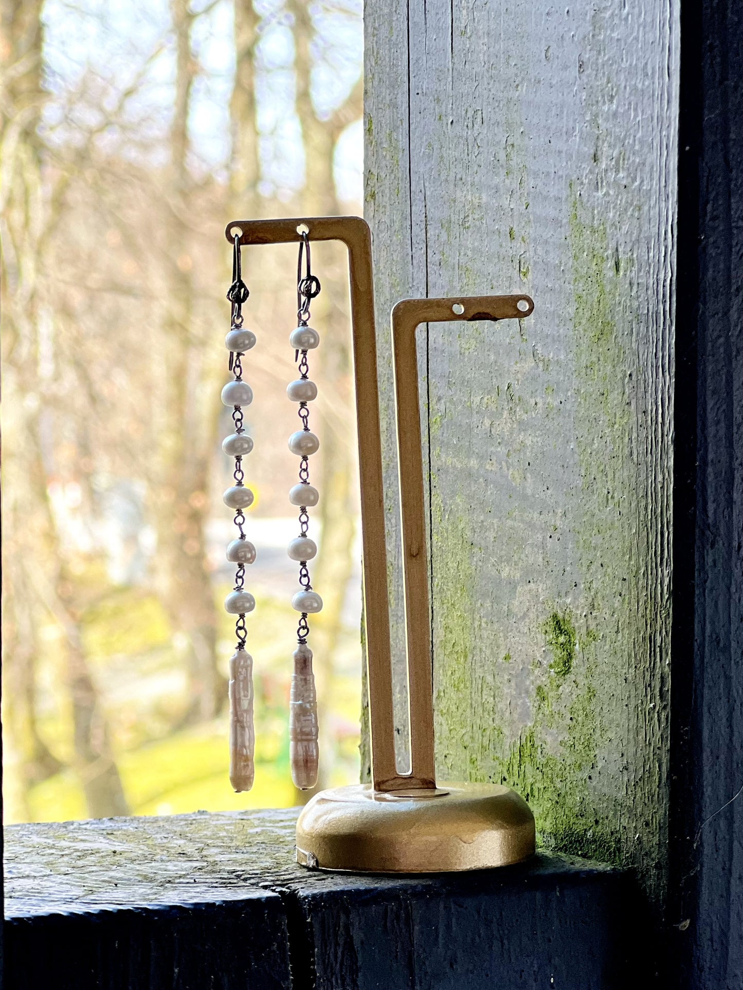 Orecchini Lunghi con Perle Scaramazze e Filigrana d’Argento (Codice: OE LSC 02)