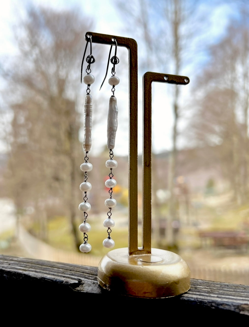 Orecchini Lunghi con Perle Scaramazze in Filigrana d’Argento (Codice: OE LSC 01)