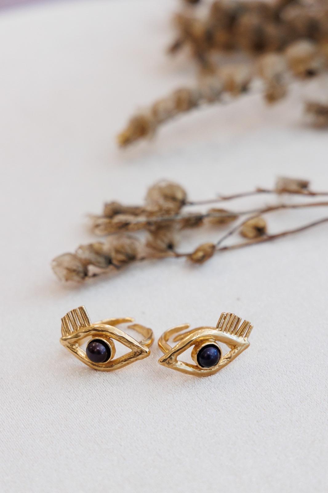 Anelli Gemelli con Cabochon Nero (Codice: AN OC 001)