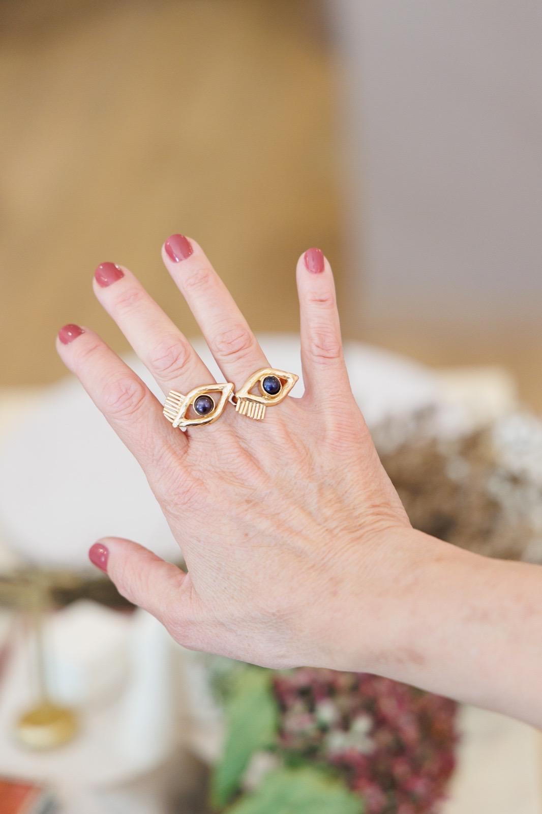 Anelli Gemelli con Cabochon Nero (Codice: AN OC 001)