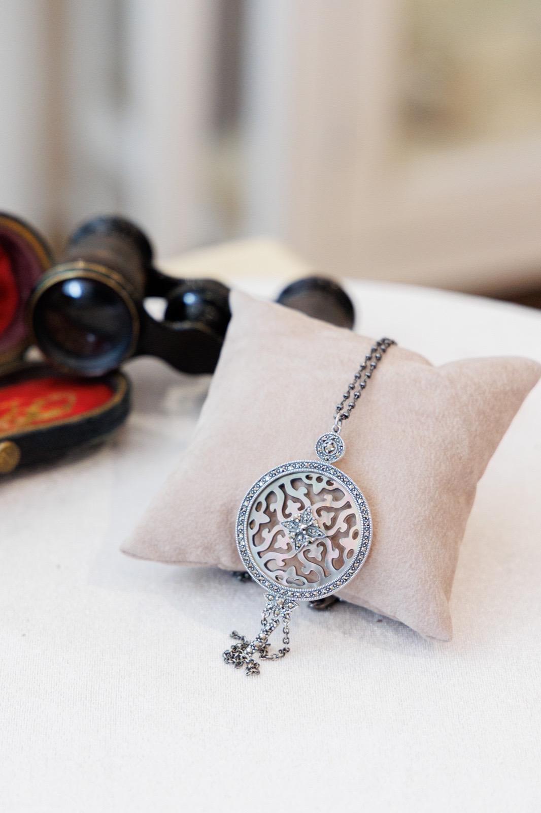 Collana Pendente in Argento con Madreperla e Marcassiti (Codice: CO MP 001)