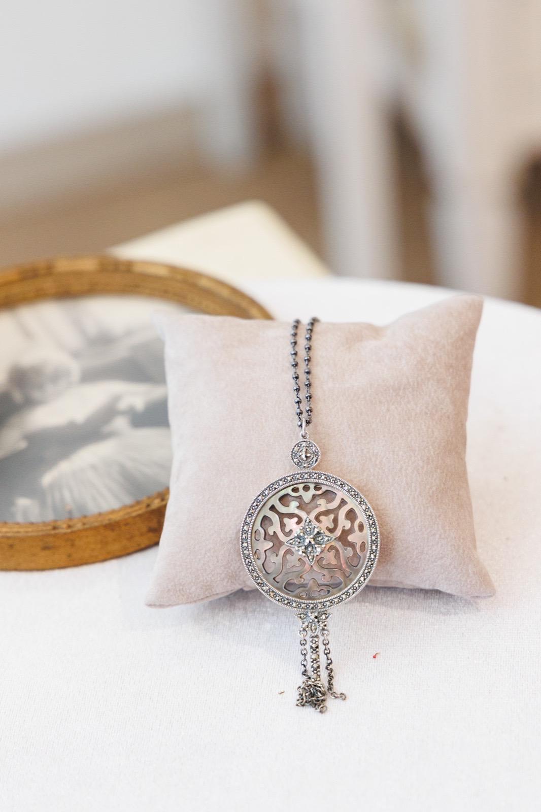 Collana Pendente in Argento con Madreperla e Marcassiti (Codice: CO MP 001)