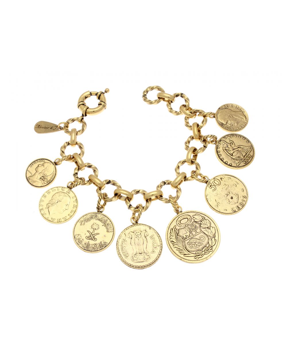 Bracciale 1.000 Monete - Bracciale Artigianale in Ottone Dorato con Monete Fuori Corso (Codice: BR 1000M)