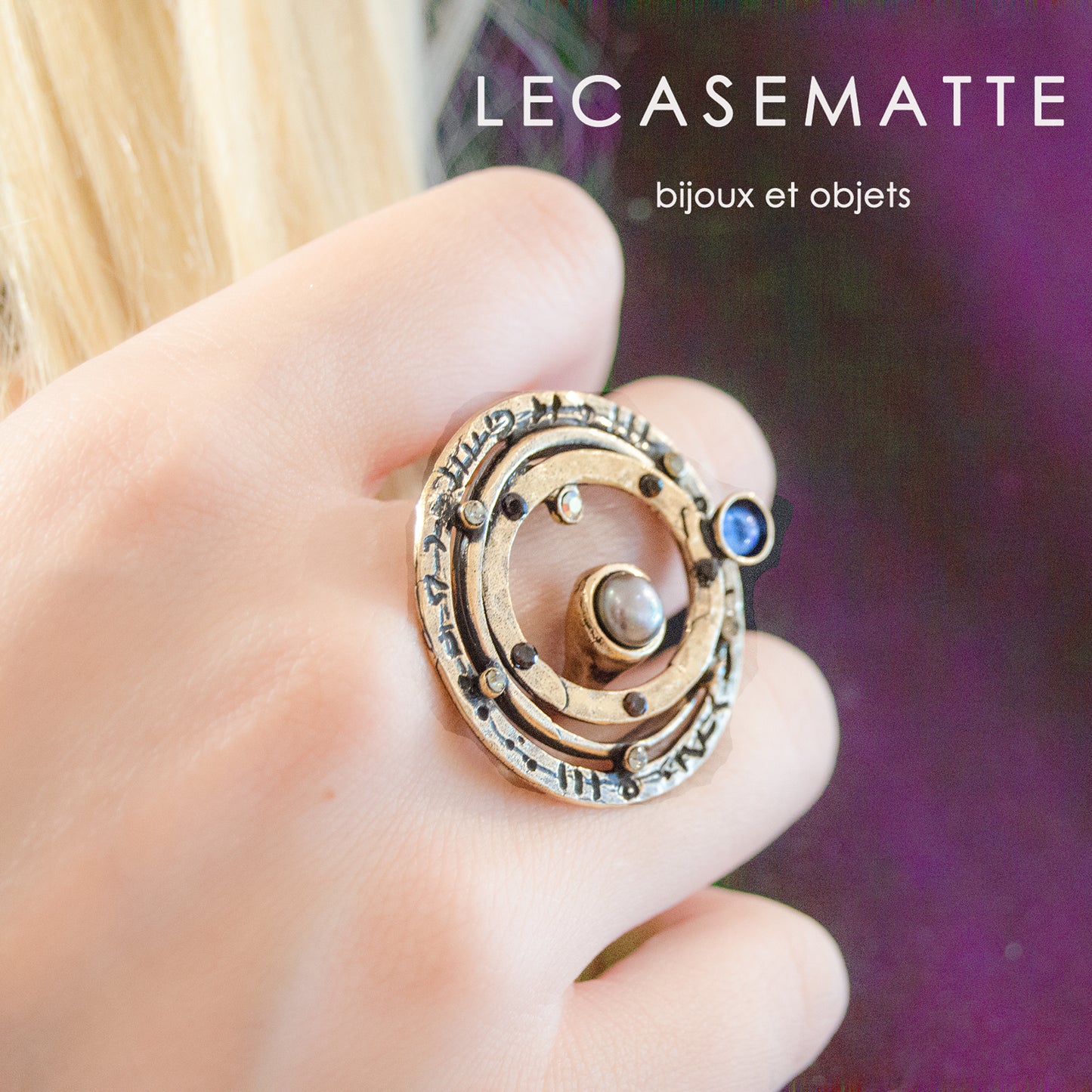 Anello Galassia - Gioiello Artigianale con Cerchi Concentrici e Perla Grigia (Codice: AN GAL 01)