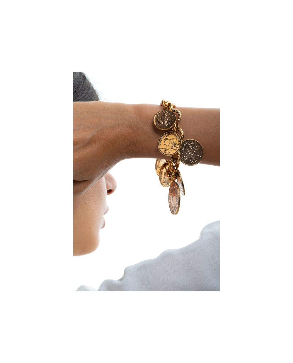 Bracciale 1.000 Monete - Bracciale Artigianale in Ottone Dorato con Monete Fuori Corso (Codice: BR 1000M)